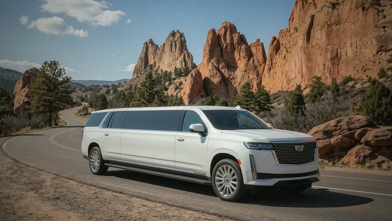 Breckenridge Colorado white Cadillac Escalade 20 passenger stretch limo