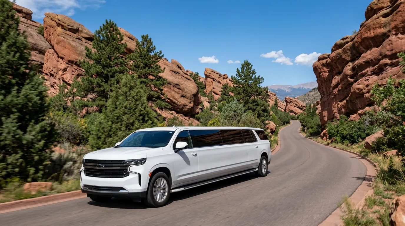 Breckenridge Colorado white Chevy Suburban 20 passenger stretch limo